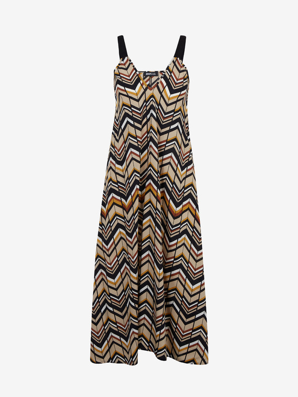 ZOOT.lab Črno-rjava vzorčasta ženska midi obleka ZOOT.lab Nichel