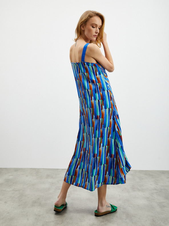 ZOOT.lab Modra vzorčasta ženska midi obleka ZOOT.lab Mari