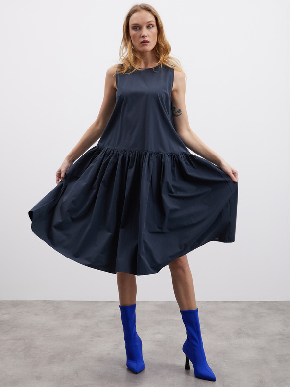 ZOOT.lab Temno siva ženska obleka z volančki ZOOT.lab Urbana