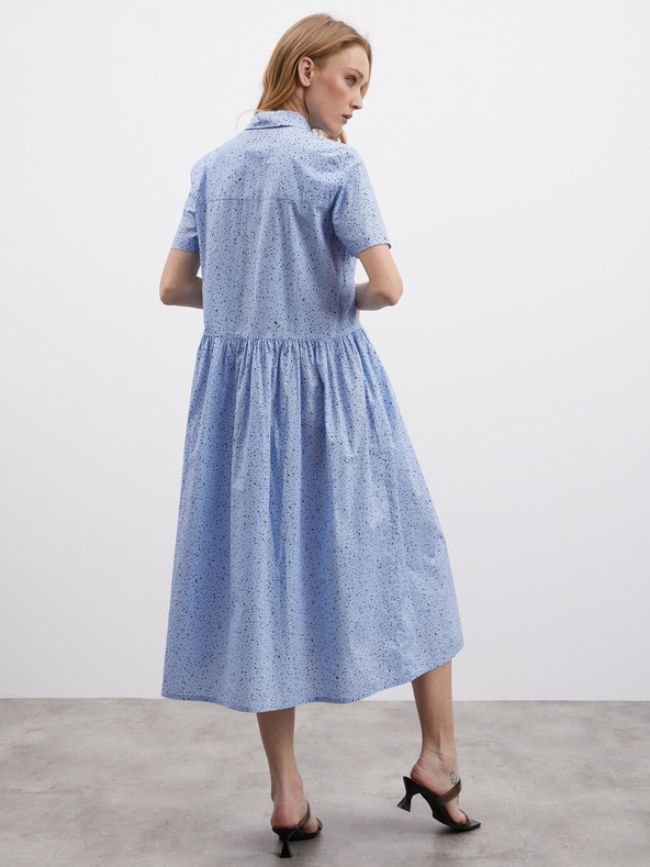 ZOOT.lab Svetlo modra vzorčasta ženska srajčna midi obleka ZOOT.lab Reed