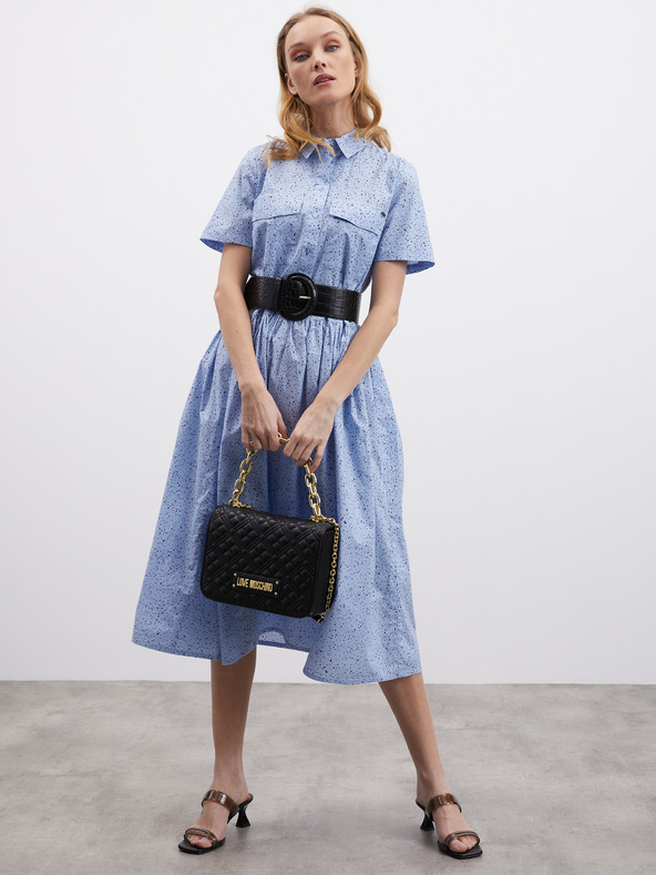 ZOOT.lab Svetlo modra vzorčasta ženska srajčna midi obleka ZOOT.lab Reed