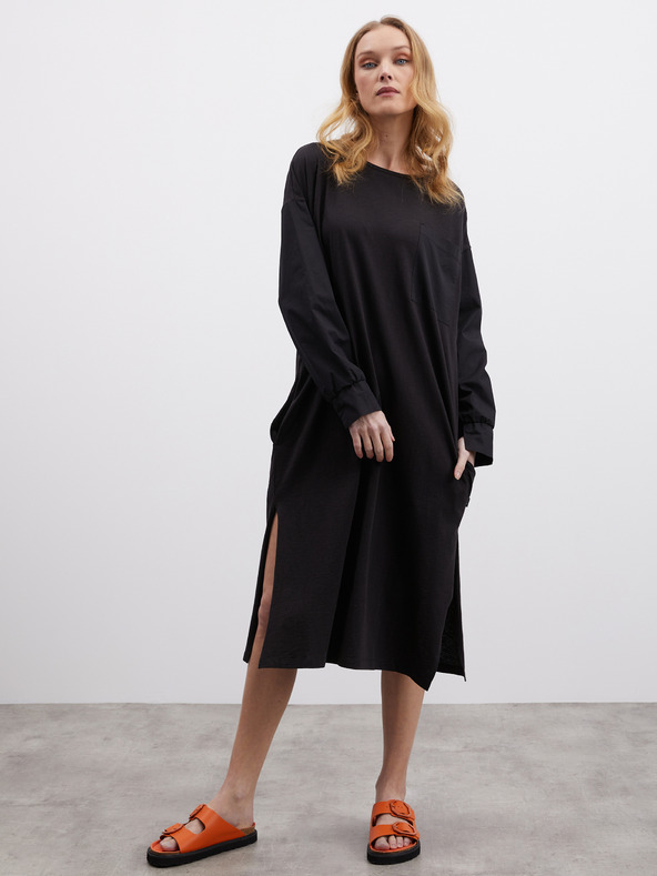 ZOOT.lab Črna ženska obleka z razporkom ZOOT.lab Fjola
