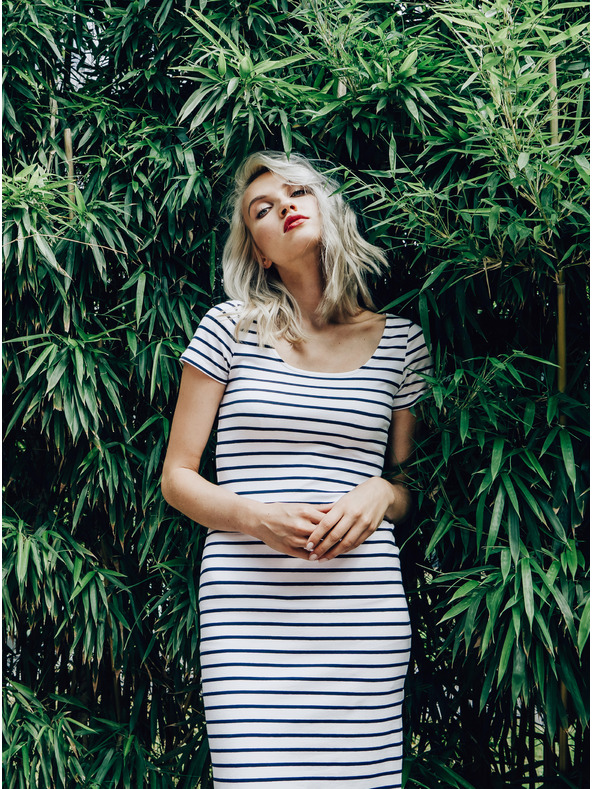 ZOOT.lab Modro-bela črtasta osnovna obleka ZOOT.lab Junne