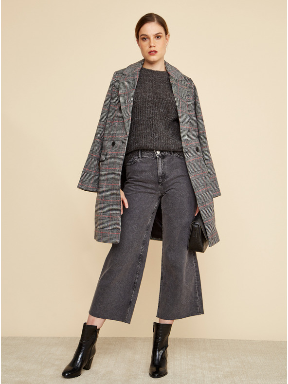 ZOOT.lab Temno siv ženski karirast zimski plašč ZOOT.lab Gabrielle