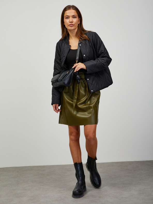 ZOOT.lab Kaki žensko usnjeno krilo z zavezovanjem ZOOT.lab Ryoko