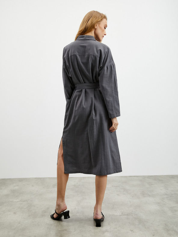 ZOOT.lab Temno siva ženska srajčna obleka s platnom ZOOT.lab Darsha