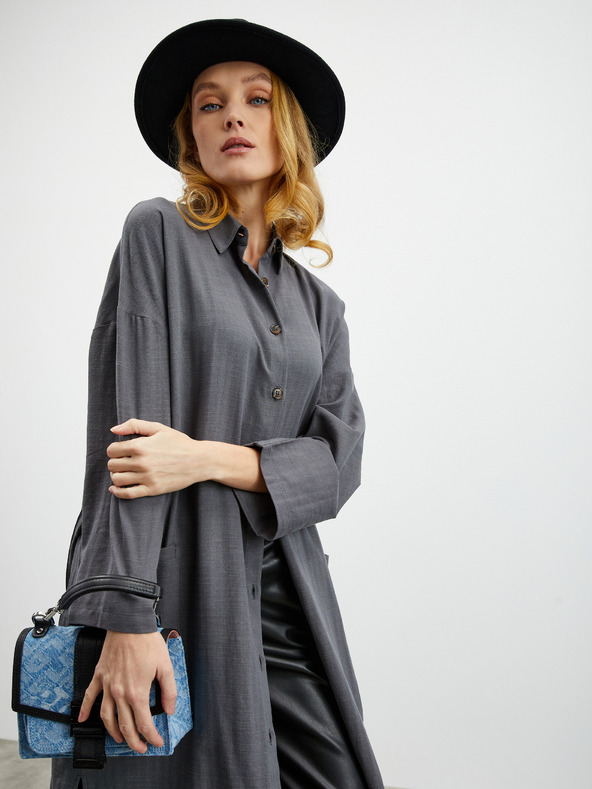ZOOT.lab Temno siva ženska srajčna obleka s platnom ZOOT.lab Darsha