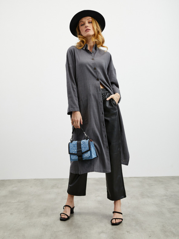 ZOOT.lab Temno siva ženska srajčna obleka s platnom ZOOT.lab Darsha