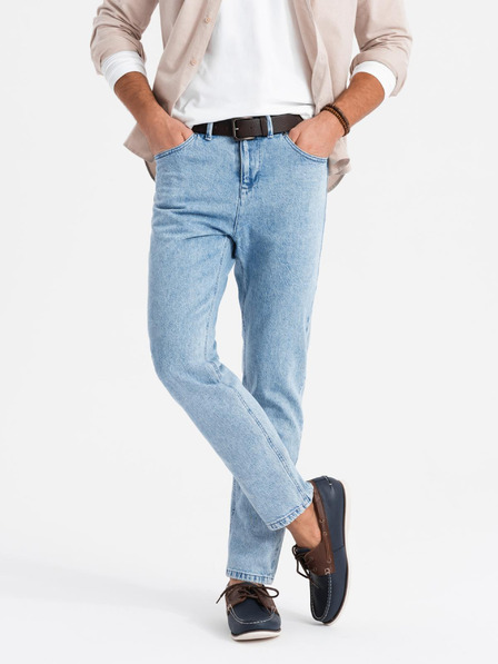 Ombre Clothing Moške klasične sprane kavbojke REGULAR FIT modre barve Ombre oblačila
