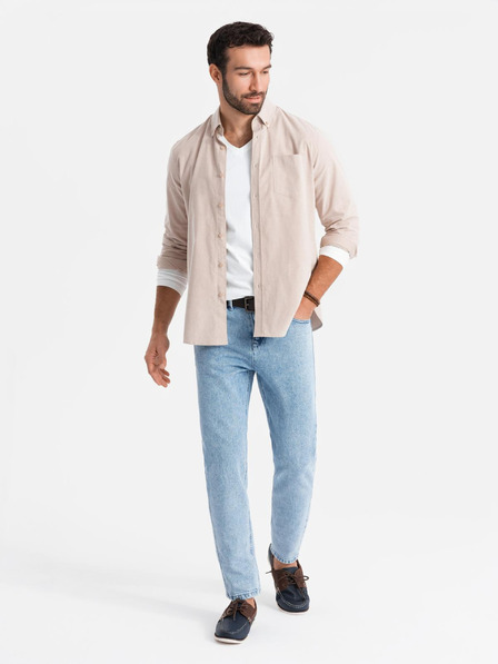 Ombre Clothing Moške klasične sprane kavbojke REGULAR FIT modre barve Ombre oblačila
