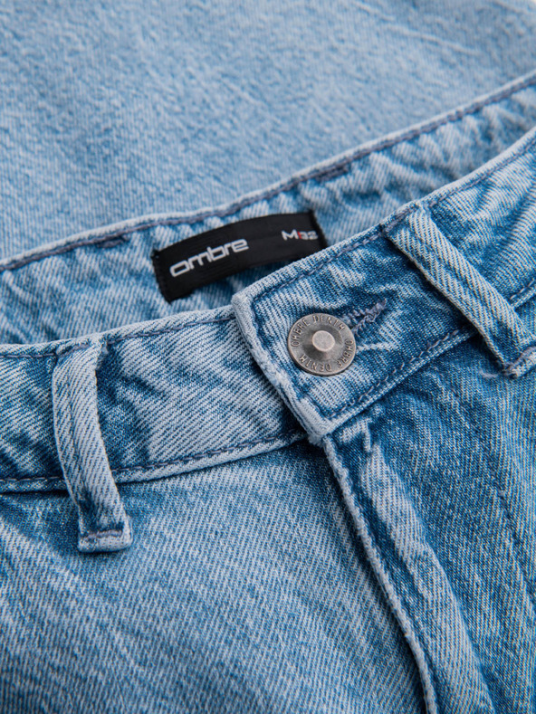 Ombre Clothing Moške klasične sprane kavbojke REGULAR FIT modre barve Ombre oblačila