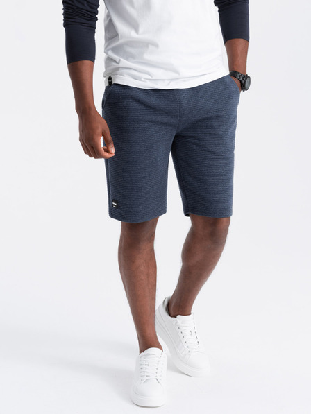 Ombre Clothing Moške pletene kratke hlače Ottoman - temno modre V1 OM-SRSK-0150 Ombre oblačila