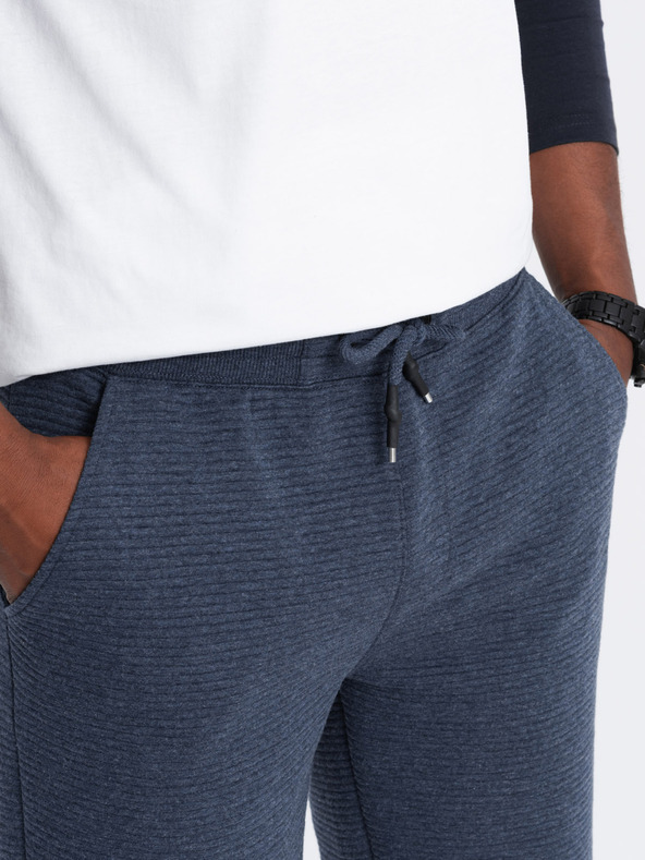 Ombre Clothing Moške pletene kratke hlače Ottoman - temno modre V1 OM-SRSK-0150 Ombre oblačila