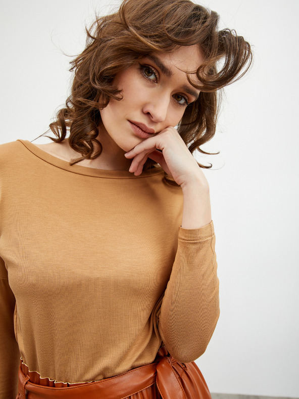 ZOOT.lab Bež ženska ohlapna osnovna majica s tričetrtinskimi rokavi ZOOT.lab Leticia