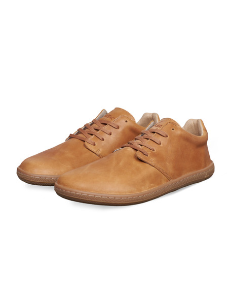 Vasky Ženski usnjeni čevlji Barefoot Light Brown Vasky Terry Caramel
