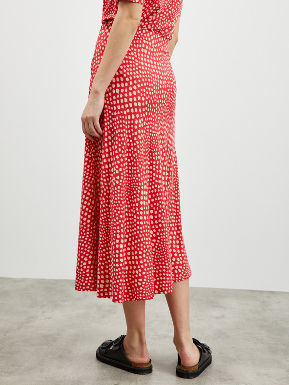 ZOOT.lab Bejž in rdeče vzorčasto midi krilo z razporkom ZOOT.lab Norine