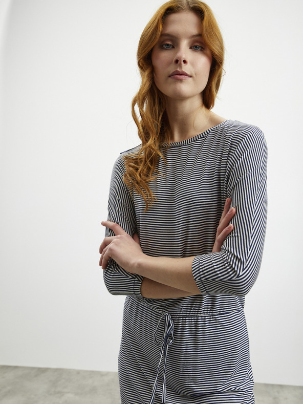 ZOOT.lab Belo-modra črtasta ženska obleka s kravato ZOOT.lab Demi