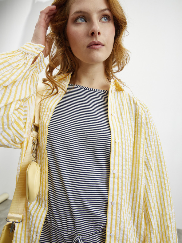 ZOOT.lab Belo-modra črtasta ženska obleka s kravato ZOOT.lab Demi