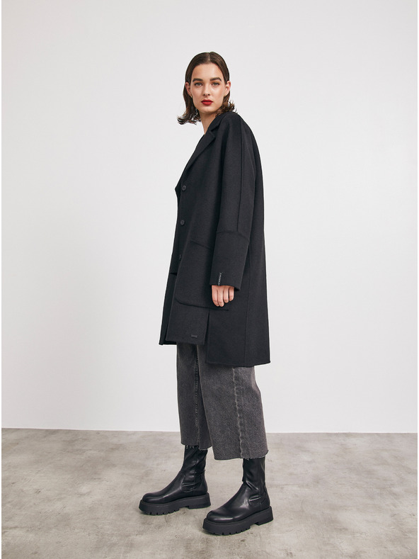 ZOOT.lab Črn ženski plašč iz volne METROOPOLIS by ZOOT.lab Kandis