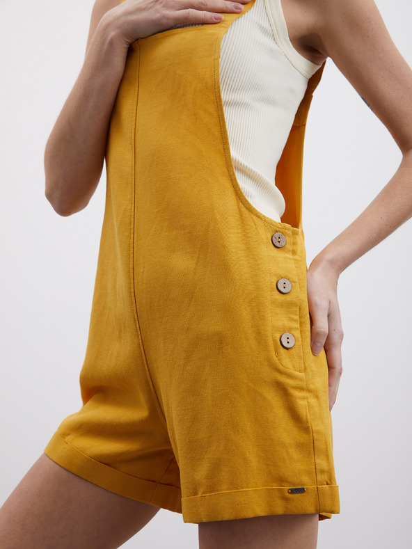 ZOOT.lab Gorčične ženske lanene kratke hlače z lakom ZOOT.lab Paulina