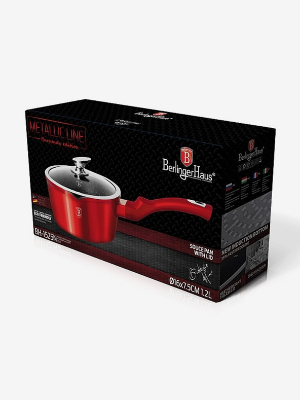 Berlingerhaus Ponev za palačinke s pokrovom z marmornato površino 16 cm Burgundy Metallic Line BERLINGERHAUS