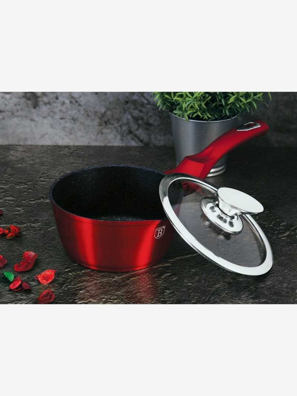 Berlingerhaus Ponev za palačinke s pokrovom z marmornato površino 16 cm Burgundy Metallic Line BERLINGERHAUS