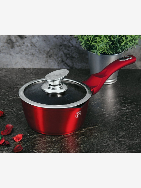 Berlingerhaus Ponev za palačinke s pokrovom z marmornato površino 16 cm Burgundy Metallic Line BERLINGERHAUS