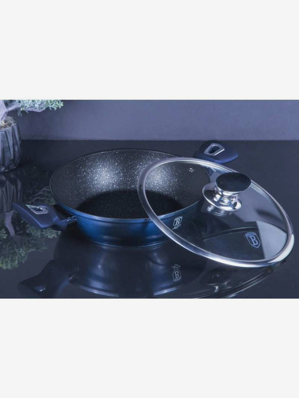 Berlingerhaus Okrogla posoda za peko z marmornato površino in pokrovom 24 cm BERLINGERHAUS Metallic Line Aquamarine Edition