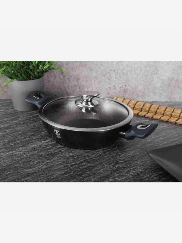 Berlingerhaus Okrogla posoda za peko z marmornato površino in pokrovom 24 cm BERLINGERHAUS Metallic Line Aquamarine Edition