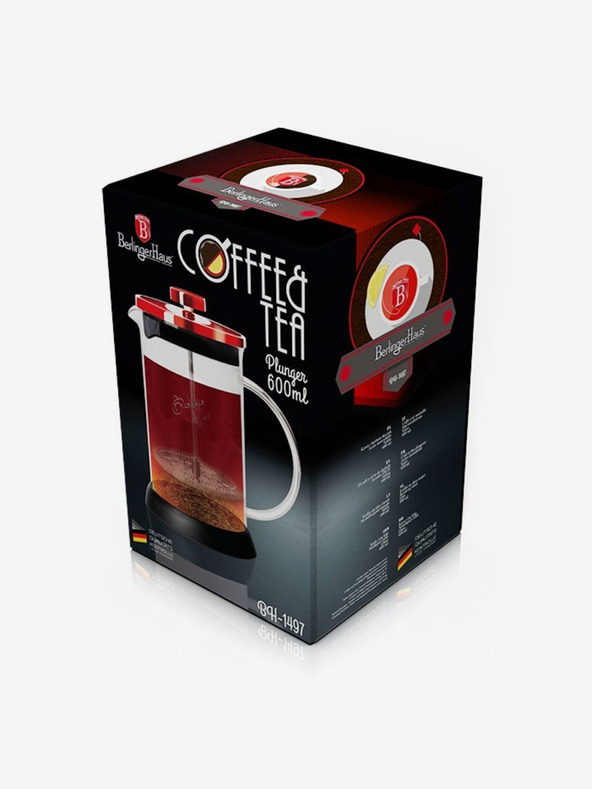 Berlingerhaus Lonček za kavo in čaj French Press 600 ml Burgundija Metallic Line BERLINGERHAUS