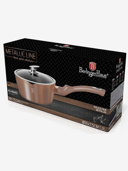 Berlingerhaus Lonec z pokrovko z marmornim povojem 16 cm Rosegold Metallic Line BERLINGERHAUS