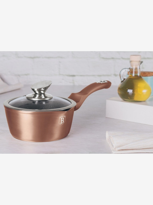 Berlingerhaus Lonec z pokrovko z marmornim povojem 16 cm Rosegold Metallic Line BERLINGERHAUS