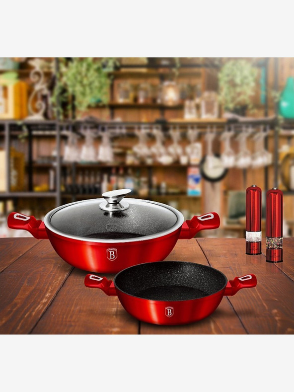 Berlingerhaus Okrogel pekač z marmornim povojem in pokrovko 24 cm BERLINGERHAUS Burgundy Metallic Line