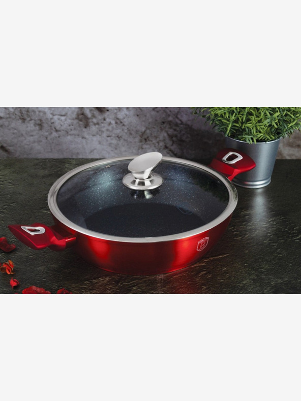 Berlingerhaus Okrogla posoda za peko s površino iz marmorja in pokrovom 32 cm BERLINGERHAUS Burgundy Metallic Line