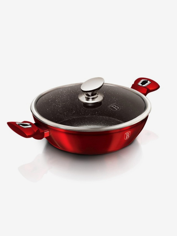 Berlingerhaus Okrogla posoda za peko s površino iz marmorja in pokrovom 32 cm BERLINGERHAUS Burgundy Metallic Line