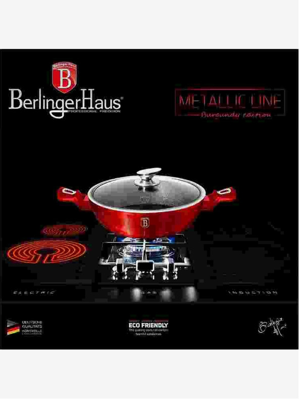 Berlingerhaus Okrogla posoda za peko s površino iz marmorja in pokrovom 32 cm BERLINGERHAUS Burgundy Metallic Line