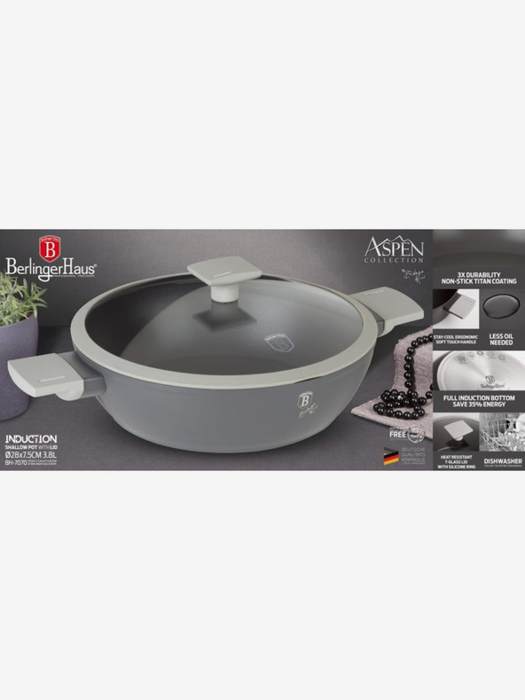 Berlingerhaus Okrogla posoda za peko s pokrovom s titanovo površino 28 cm Aspen Collection BERLINGERHAUS