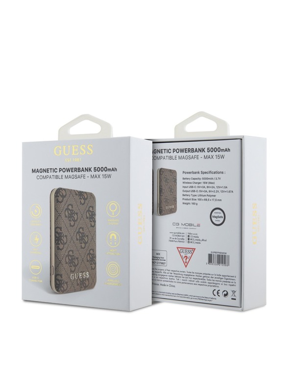 Guess Guess PU 4G MagSafe Powerbank 5000mAh rjava