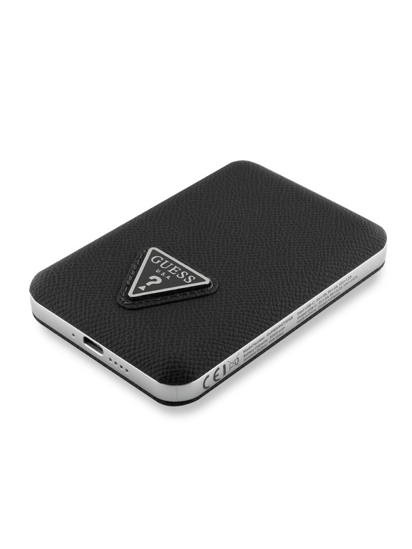 Guess Guess PU Grained Triangle Logo MagSafe Powerbank 5000mAh Črna