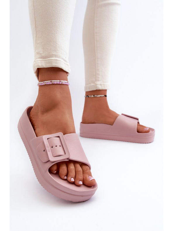 BIG STAR SHOES Ženske pěnové natikače na platformi z zaponko Big Star roza