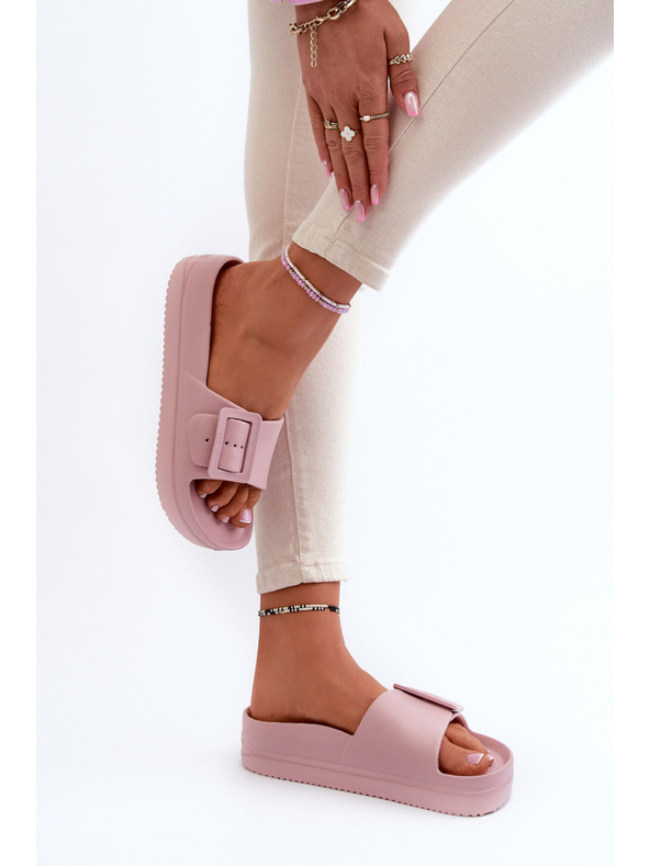 BIG STAR SHOES Ženske pěnové natikače na platformi z zaponko Big Star roza