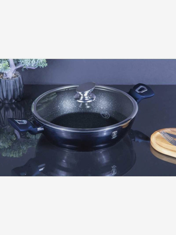 Berlingerhaus Okrogel pekač z marmornim povojem in pokrovom 28 cm BERLINGERHAUS Metallic Line Aquamarine Edition