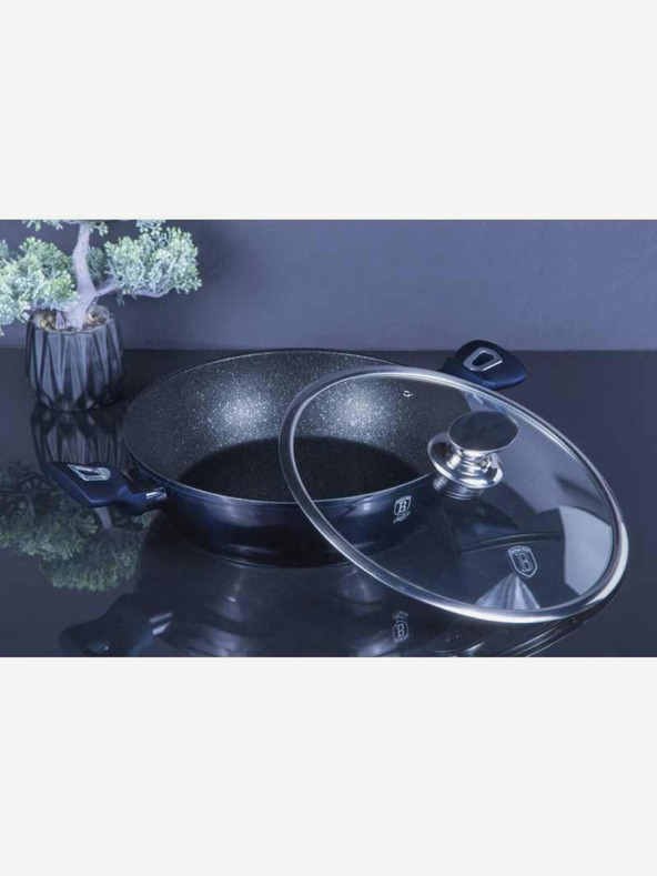 Berlingerhaus Okrogel pekač z marmornim povojem in pokrovom 28 cm BERLINGERHAUS Metallic Line Aquamarine Edition