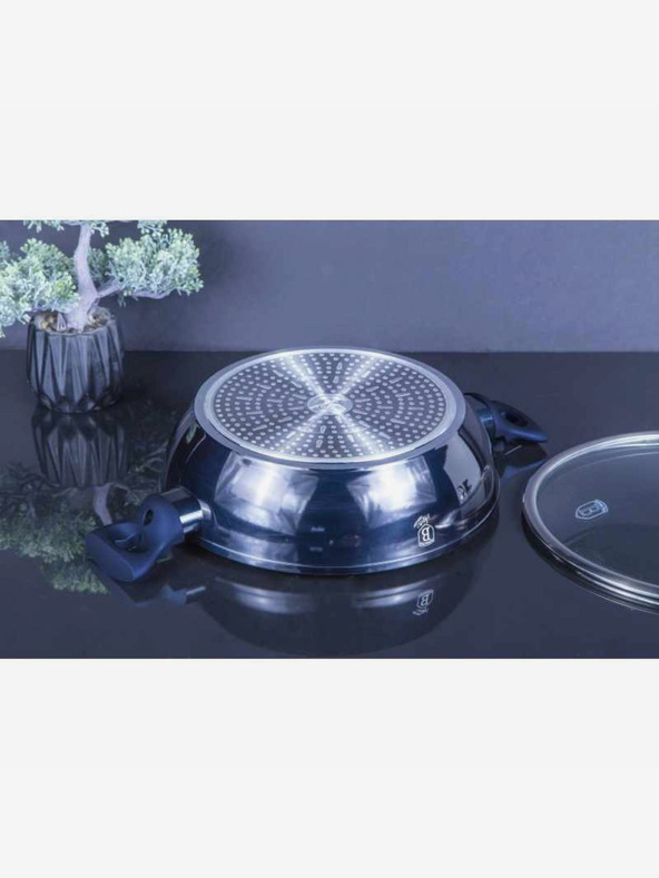 Berlingerhaus Okrogel pekač z marmornim povojem in pokrovom 28 cm BERLINGERHAUS Metallic Line Aquamarine Edition