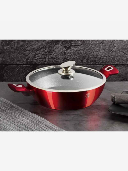 Berlingerhaus Okrogel pekač z marmornim povojem in pokrovom 28 cm BERLINGERHAUS Burgundy Metallic Line