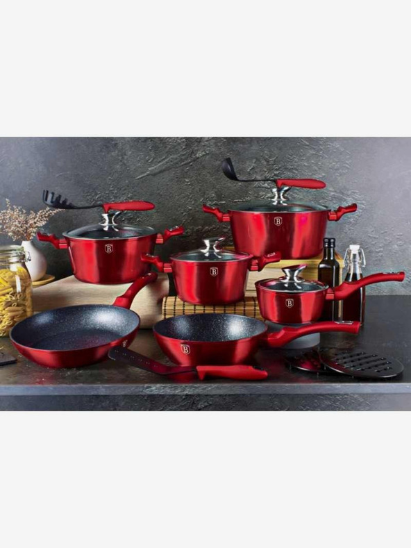 Berlingerhaus Okrogel pekač z marmornim povojem in pokrovom 28 cm BERLINGERHAUS Burgundy Metallic Line