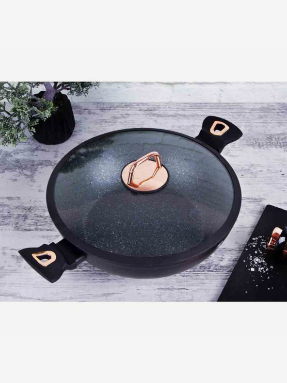 Berlingerhaus Posoda za peko s pokrovom in marmornato površino 28 cm Black Rose Collection BERLINGERHAUS
