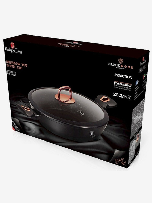 Berlingerhaus Posoda za peko s pokrovom in marmornato površino 28 cm Black Rose Collection BERLINGERHAUS