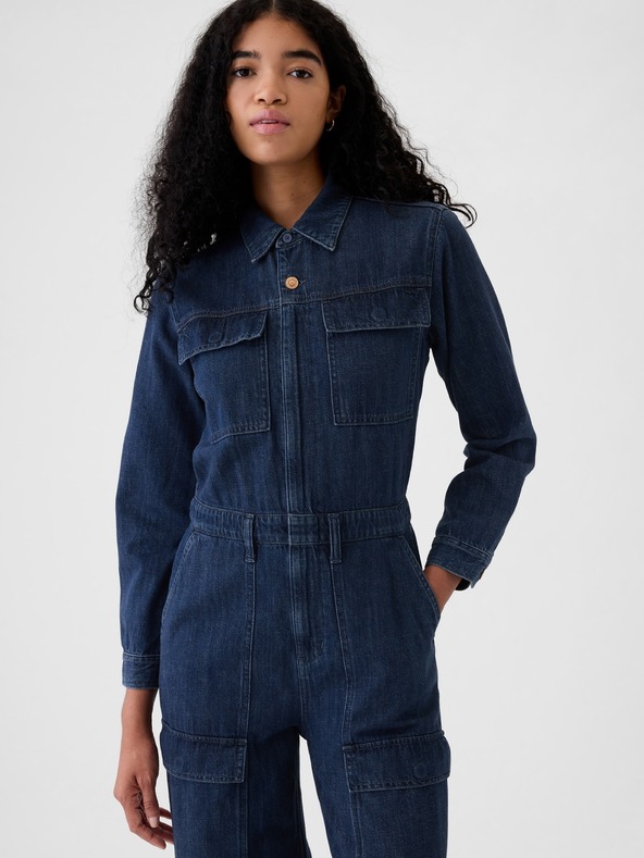 GAP Gap Utility Denim Cargo Jumpsuit