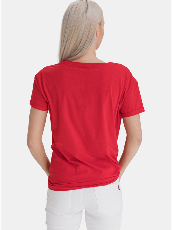 Sam 73 Rdeča ženska majica s potiskom SAM 73